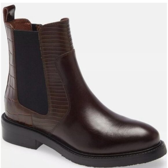 Jeffrey Campbell Edmond Chelsea Booties Women 8 Brown Real Leather Zipper Classi - Picture 1 of 16